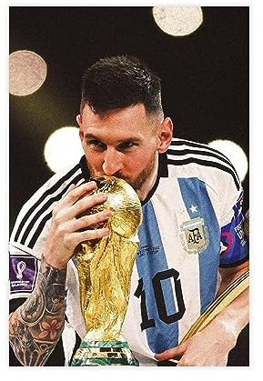 THNIKK Poster decorativo su tela, motivo: Lionel Messi Argentina vince la Coppa del Mondo, decorazione artistica da parete per camera da letto, ufficio, camera da letto, regalo, senza cornice, 30 x 45