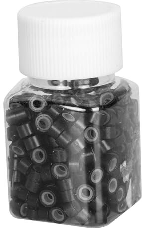 300 Stück Nanoringe Mit Silikon Silikon Microrings Nano Beads MicroLinks Ringe Haarperlen Nanorings,für Haarverlängerungen(Schwarz)