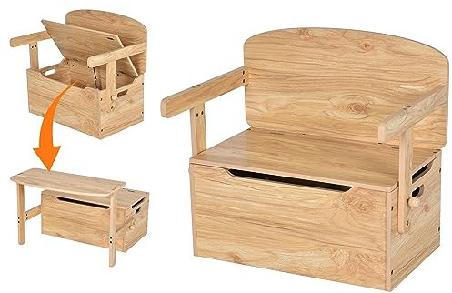 GOPLUS Silla Multifuncional, Taburete de Escalera de Madera Con Almacenamiento Para Niños de 3 a 7 Años, Para Oficina, Escritura, Salones y Dormitorios