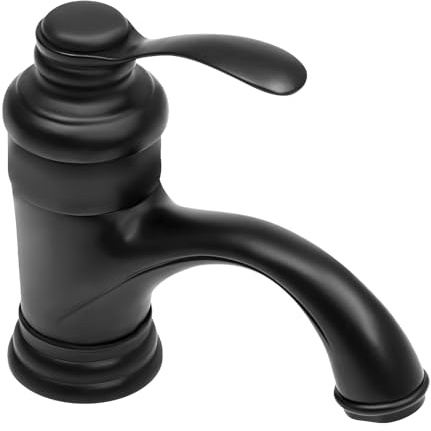 Robinet de lavabo rétro de 14 cm de hauteur en laiton, économiseur d'eau avec grille ABS, mitigeur monocommande pour eau froide et chaude pour salle de bain (noir)