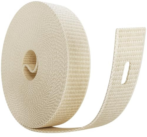 MEISTERBAU - 7m Rolladengurt 23mm [Made in Germany] - Rolladenband für Rollläden an Türen und Fenster - Extrem Reißfest & UV-Stabil - Rollladengurt mit starken Kanten (Creme, 7m lang - 23mm breit)
