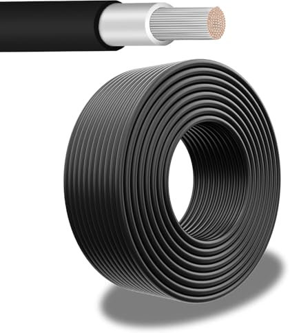 PowerWerk - Cable solar de 6 mm² negro - 10 m - resistente a los rayos UV, flexible, fotovoltaico, cable fotovoltaico, cable de conexión solar para panel solar, inversor y regulador de carga (negro,