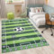 TAPISO Flannel Teppich rutschfest Grün Schwarz Weiß Kurzflor Waschbar Fußballteppich Fußballfeld Kinderteppich Kinderzimmer ÖKOTEX 200 x 300 cm