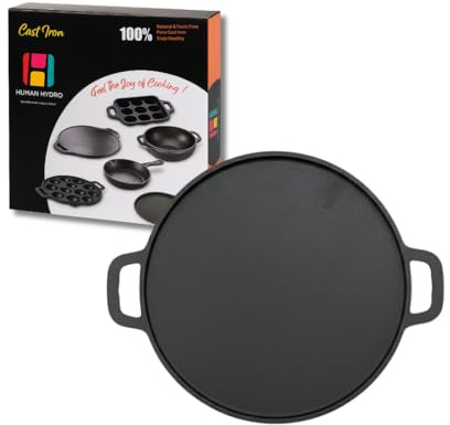 Human Hydro Premium Cast Iron Dosa Tawa - 29cm, 2.4kg | 7-Layer Pre-Season Natural Oil Coating, Non-Stick | Ideal for Crisp Dosas, Chapatis & Roti