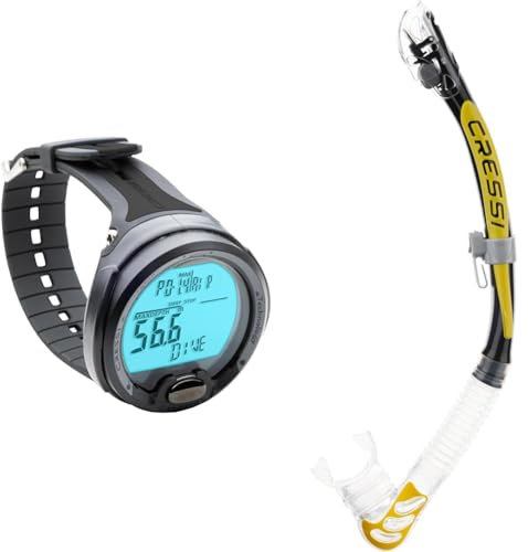 Cressi KS770000 Leonardo Dive Computer, Schwarz & Alpha Ultra Dry - Schnorchel Trocken Ideal zum Schnorcheln, Apnoe und Tauchen