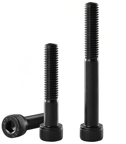 YIIFLY Vis métriques à six pans creux M8×45 mm M8×1,25, entraînement hexagonal intérieur, acier allié classe de résistance 12,9, DIN 912, oxydation noire, filetage partiel, 10 pièces
