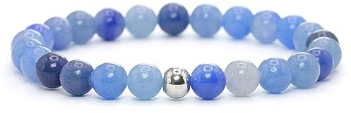 Echtes Blauer Aventurin Edelstein Armband mit 6mm Perlen - verschiedene Längen - Heilstein Schutzstein Talisman Glücksbringer Geschenk (Bl. Avent., 20CM)