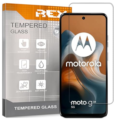 REY 3X Protector Pantalla para Motorola Moto G34 5G - Moto G13 4G - Moto G23 4G - Moto G53 4G, Cristal Vidrio Templado Premium