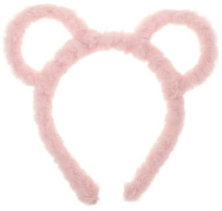 AOKWAWALIY Bear Ears Headband Animal Ears Headband Fluffy Bear Hairband Head Wear for Makeup Washing Face Party Cosplay Dress up Costume Pink