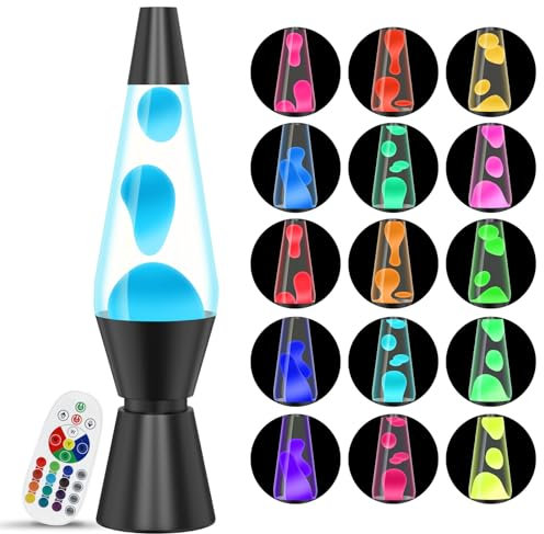 AONESY Lavalampe Led Lavalampe mit Fernbedienung 37cm Lavalampen Weißes Wasser Weißes Wachs Lavalampe Nachtlicht Geschenk für Weihnachten Geburtstag Valentinstag