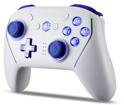 NBCP Controller für Switch, kabelloser Pro Controller für Switch Lite, Switch Remote-Gamepad Joystick, Dual VibrationGyro/Vibration/Turbo/NFC/Wake-Up/Screenshot (blau und weiß)
