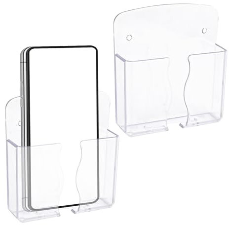 Gosknor 2stk Telefonhalter zur Wandmontage, Hochwertiger Transparenter Handyständer aus Kunststoff mit Ladeloch Telefonhalter Wandhalterung Handyhalter Praktisches Smartphone-Telefonzubehör