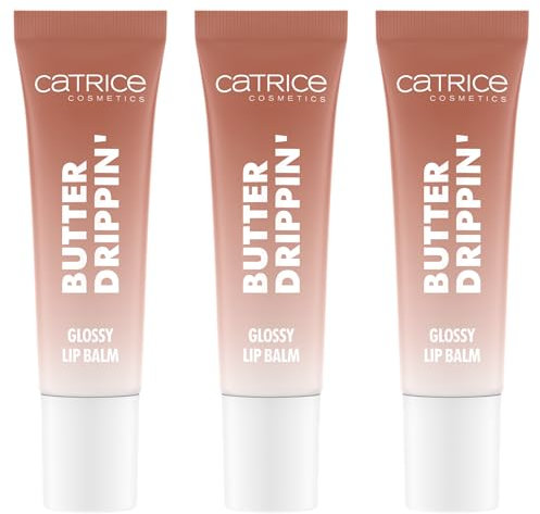 Catrice Butter Drippin' Glossy Lip Balm, Nr. 020, Nude, feuchtigkeitsspendend, pflegend, glänzend, vegan, ohne Parabene, ohne Mikroplastikpartikel, Nanopartikel frei, 3er Pack (3x10ml)