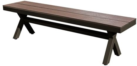 HARELA Panchina da Esterno Giardino, Panca da Corridoio Ingresso, Legno plastica Panca Sala da Pranzo, Struttura Resistente in Metallo, per Cucina Sala da Pranzo Soggiorno(Coffee,180cm/70.8in)