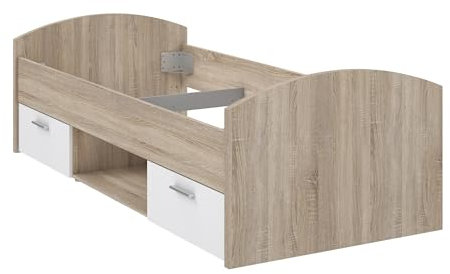 möbelando Stauraumbett >Winnie< Das Bett Winnie in Sonoma Eiche/Weiß bietet eine Liegefläche von 90 x 200 cm, 2 Schubladen, 1 Fach und eine maximale Belastung von 120 kg. Zerlegt geliefert.