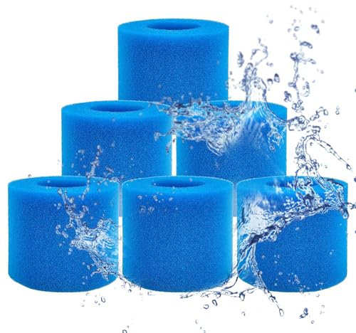 6 Piezas Esponja para Filtro de Piscina para Tipo S1, Filtro de Cartucho de Esponja, Filtros de Piscina de Espuma, de Filtro de Piscina para Piscina SPA, Reutilizable, Lavable