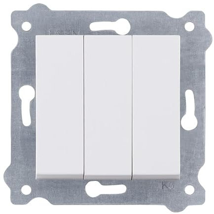 EXEN - Interruptor Empotrado para Luz - Interruptor de Pared Blanco 3-Vías - All-in-One Compatible con las Series KARELL/ODAK/COMFORT - 213/01E