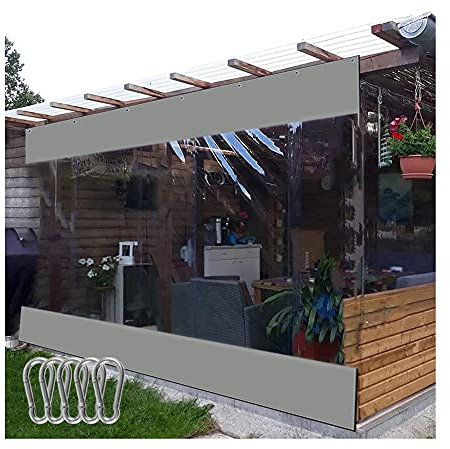 Außen wasserdichter transparenter PVC-Abdeckplane, winddicht, Wärmedämmung, Trennwände für Werkstatt, Garage, Pergolen, Grau, 2,4 x 2,6 m