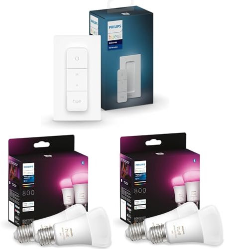 Philips Hue Pack d’Extension – E27 – avec 4 ampoules standard – Lumière blanche et colorée – Incl. 1 variateur Hue – Hue White and Color Ambiance