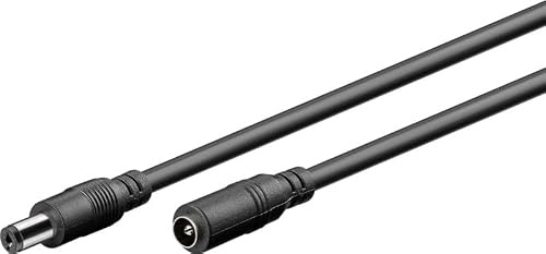 goobay DC extension cable 1.5m – 5.5x2.1mm, connector and plug, black, for 5–24V and up to 5A, ideal for LEDs, routers, cameras, 76635