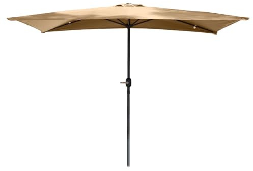 CAFIEDR Sombrilla Rectangular para Patio Exterior de 2,4 x 1,2 m con manivela, Impermeable, para jardín, césped, terraza, Patio, Piscina, Mesa de Mercado, con protección UV, tamaño Grande