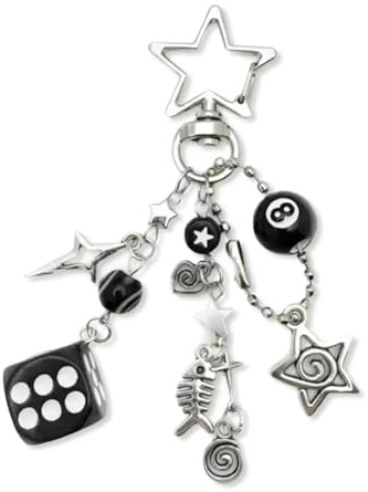 Komergave 8 Ball Würfel Charm Schlüsselanhänger, Y2K Bag Charms, Dice Keychain Aesthetic, Kreativer Schlüsselbund, Personalisierter Taschenanhänger für Frauen und Männer