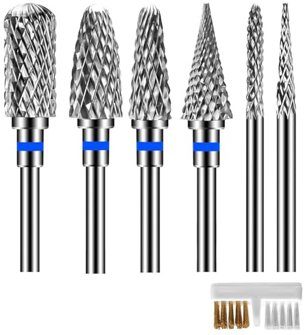 7 Stück Nagelfräser Bits Set, 3/32 Zoll (2.35mm) Hartmetall Nail Drill Bits für Gelnägel Acrylnägel Naturnägel, Maniküre Pediküre Zubehör für Nagelstudio und Heimgebrauch