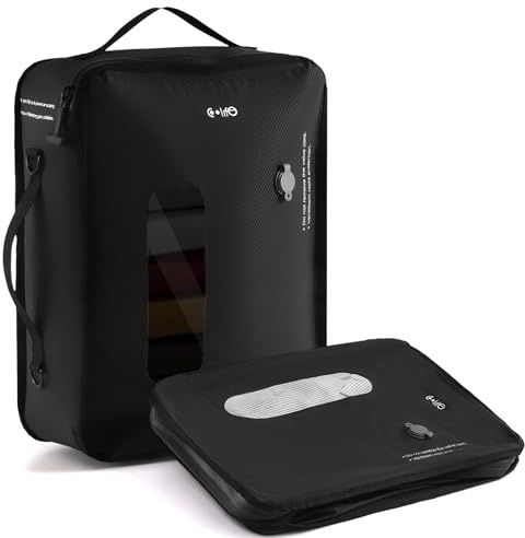 COOLIFE Vakuumbeutel für Kleidung Reise, Abnehmbar Wiederverwendbare Kompressionsbeutel für Koffer und Rucksack, Platzsparend,Leicht und Langlebig (Schwarz, Vakuumbeutel*1)