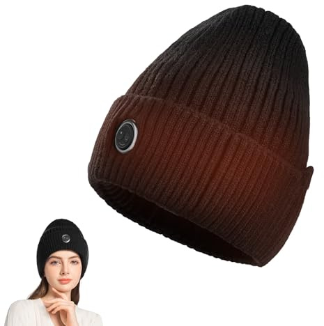 PEAMOO Electric Heated Hat, 5000mAh USB Rechargeable Heated Hat for Men and Women with 3 Heat Settings, 360° Rapid Heating, Thermal Winter Hats for Walking, Cycling, Hiking, Skiing