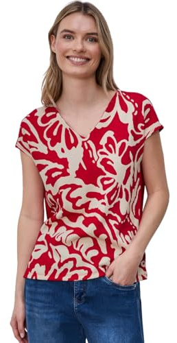 Damen T-Shirt mit Split Neck und Frontprint
