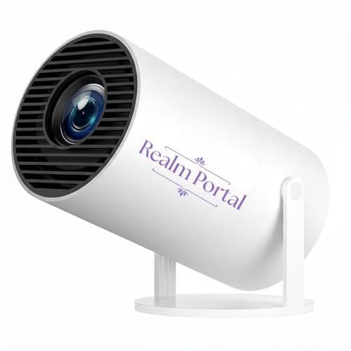 Realm Portal Projector, Projector for Reading, Home Theater Experience, 4k 1080 Support Portable Projectors with 180° Rotation