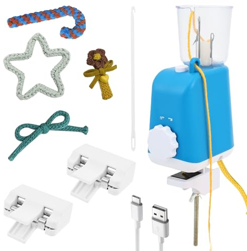 Elektrische I-Cord-Strickmaschine, effiziente automatische Strickmaschine, elektrische Garnstrickmaschine für Anfänger(blau)