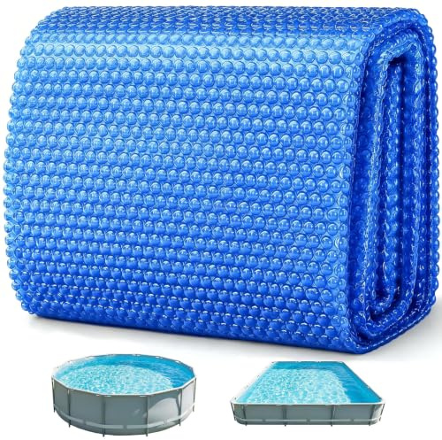 Manta Termica Piscina 140 x 720 cm Lona Térmica de Burbujas, Lámina PE Anti-UV, Impermeable y Anti-Polvo, Fundas Piscin Reduce La Contaminación y La Evaporación, Azul