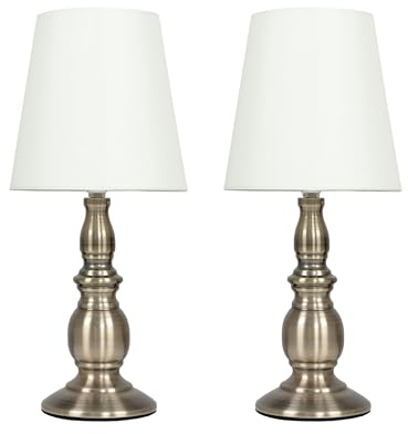 MiniSun | Antique Brassed Touch Table Lamps with Cream Shades | Table Lamps, Home Décor & Improvement Essential | Set of 2