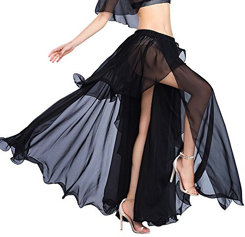 ROTAL SMEELA Maxirock Bauchtanz Rock Sexy Performance Chiffon Teilt Großer Swing Rock Bauchtanz Kostüm Tanz Kleidung Chiffon Rock lang bauchtänzerin kostüm Damen Bauchtanz Kleider Trainings Kleidung