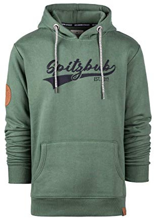 Spitzbub Hoodie Pullover mit Kapuze Kapuzenpullover in Petrol/Dunkelgrün