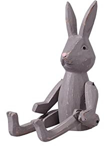 kadoh Kantenhocker Tier (Hase-grau) 16 cm • Deko-Figur aus Holz für Wohnzimmer • Handgemachte Holztiere