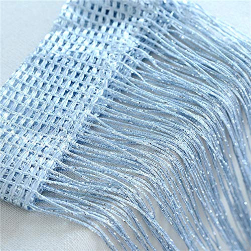 GLITZFAS Fadenvorhang,Metallik-Optik Fadengardine 100 x 200 cm Wandvorhang Schaufensterdekoration,Dekorative Gardine Raumteiler Fliegenschutz für Hochzeit,Café,Restaurant (Grau Blau)