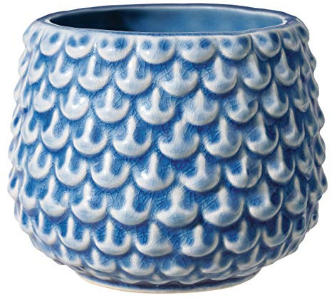 Bloomingville Pot de Fleur Pinecone - Pots de Fleurs décoratifs Couleur pour intérieur Style rétro créatif S (9,5 cm ø), Bleu, Céramique