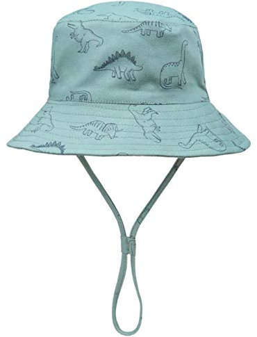 Foruhoo Baby Sonnenhut Kinder Hut, Sommerhut Mütze for Jungen Mädchen mit Verstellbar Kordelzug (54, Dinosaurier Grün)