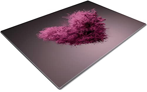 Pink Purple Heart Glass Chopping Board Non Slip | Small Cutting Board for Kitchens | Worktop Savers
