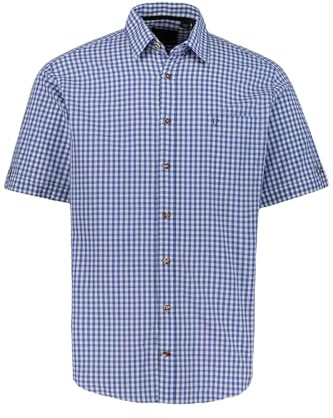 JP 1880 Herren große Größen L-8XL bis 7XL, Halbarm-Trachtenhemd, Karo-Muster, Kentkragen, Brusttasche, Etwas körpernaher, türkis XXL 723283750-XXL