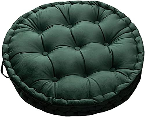 Xpnit Stuhlkissen, groß, 60 x 60 cm, rund, Samt, Sitzkissen, dickes Winterkissen für Büro, Zuhause, Garten (dunkelgrün, 60 x 60 x 10 cm)
