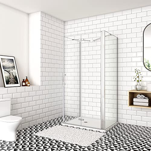 Aica Sanitär Duschkabine U-FORM 80x80x80cm U-Kabine Duschabtrennung Dusche Duschtür Nano Glas Drehfalttür H195cm