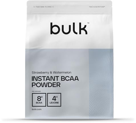 Bulk Instant Branched Chain Amino Acids BCAA Powder, Strawberry & Watermelon, 500 g, Fragola & Anguria, 50 Porzioni