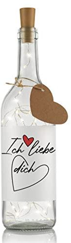 LIEBTASTISCH Flaschenlicht mit Spruch Ich Liebe Dich - Valentinstag Geschenke - Partner Geschenke - Liebesbeweis - Für Sie/Ihn LED Beleuchtung - Dekoflasche