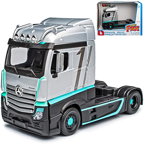 Mercedes-Benz Actros Gigaspace Argento Nero Formula 1 Design 4a generazione dal 2011 1/43 Burago Modello Auto