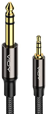 Cavo jack audio stereo TRS da 3,5 mm a 6,35 mm [1 m], cavo AUX lungo da 6,35 mm maschio a 3,5 mm 1/8 mini jack maschio da 3,5 mm, compatibile per laptop, dispositivi home theater, amplificatori