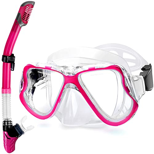 QcoQce Trocken-Schnorchelset Erwachsene | Panorama-Anti-Beschlag-Maske, weich Silikon-Mundstück, leichter Atemzug, auslaufsicher, für Tauchen/Schnorcheln, Erw