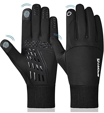 Handschuhe Herren Damen Winter Warme Touchscreen Laufhandschuhe Leicht rutschfest Fahrradhandschuhe Elastisch Winterhandschuhe Stoßdämpfend Outdoor Laufen Radsport Mountainbike Handschuhe DeepBlack XL
